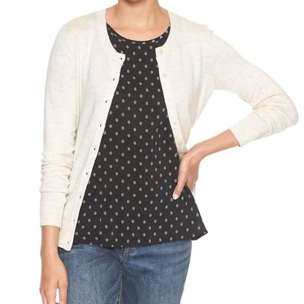 🍀Gap Womens Crewneck Cardigan Oatmeal Heather